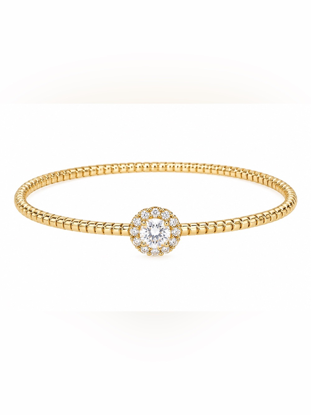 Cubic Zirkonia Gold-Tone Bracelet with Crystal Halo